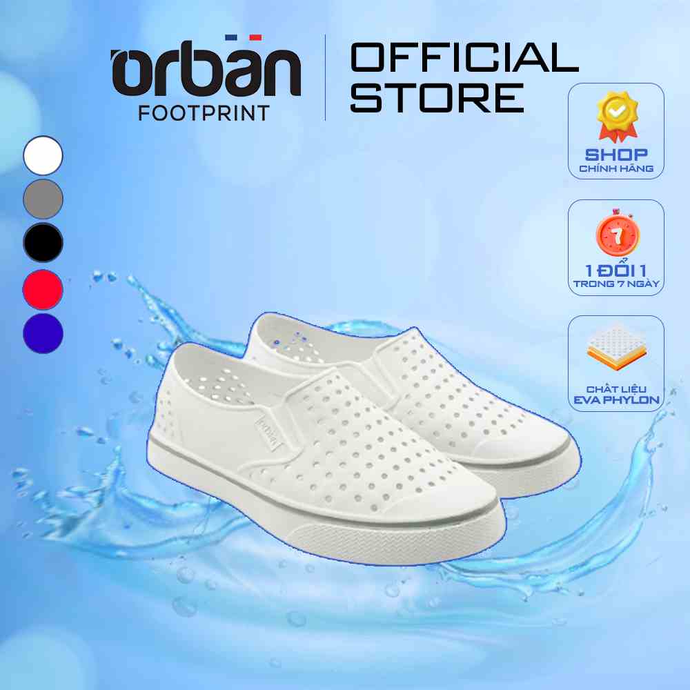 [Mã BMLTA35 giảm đến 35K đơn 99K] Giày Slipon Lỗ Urban Footpritn EVA Fylon (D2201 AD8) Trắng Lé Ghi