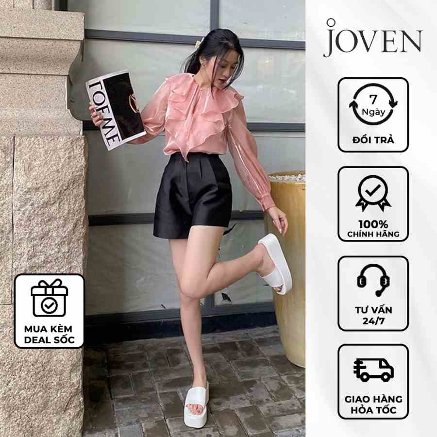 Áo sơ mi organza cổ bèo nhọn Joven