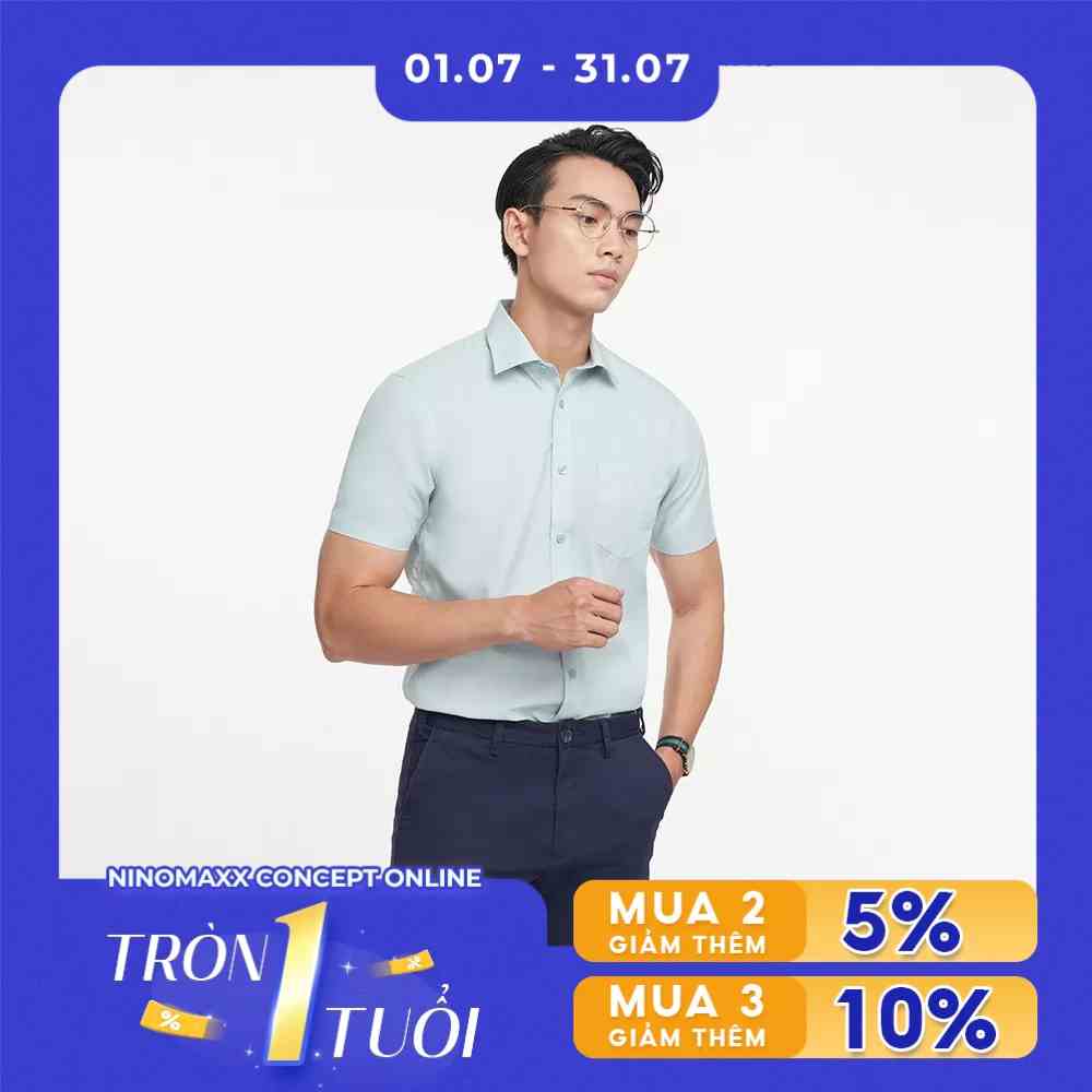 [Mã BMLT30 giảm đến 30K đơn 299K] N&M CLUB Áo sơ mi Basic Nam tay ngắn chất cotton dáng trẻ trung 2104125