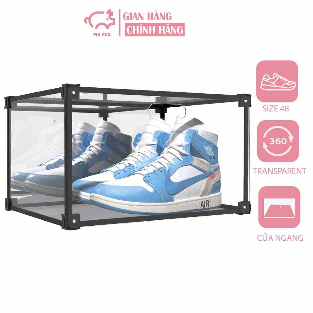 [Mã BMLTB35 giảm đến 35K đơn 99K] Hộp đựng giày khung kim loại trong suốt 360 độ PIG POX Sneaker Box