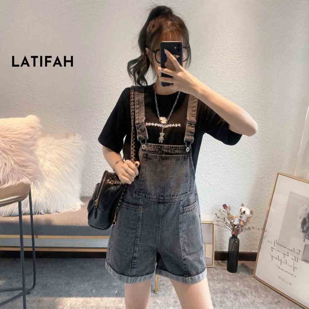 Yếm short jean LATIFAH Trơn màu xám YJ022 phong cách hàn quốc