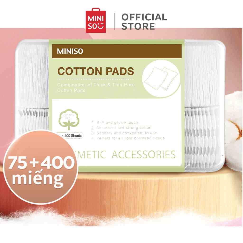 Hộp đựng bông tẩy trang 75+400 miếng miniso tẩy trang