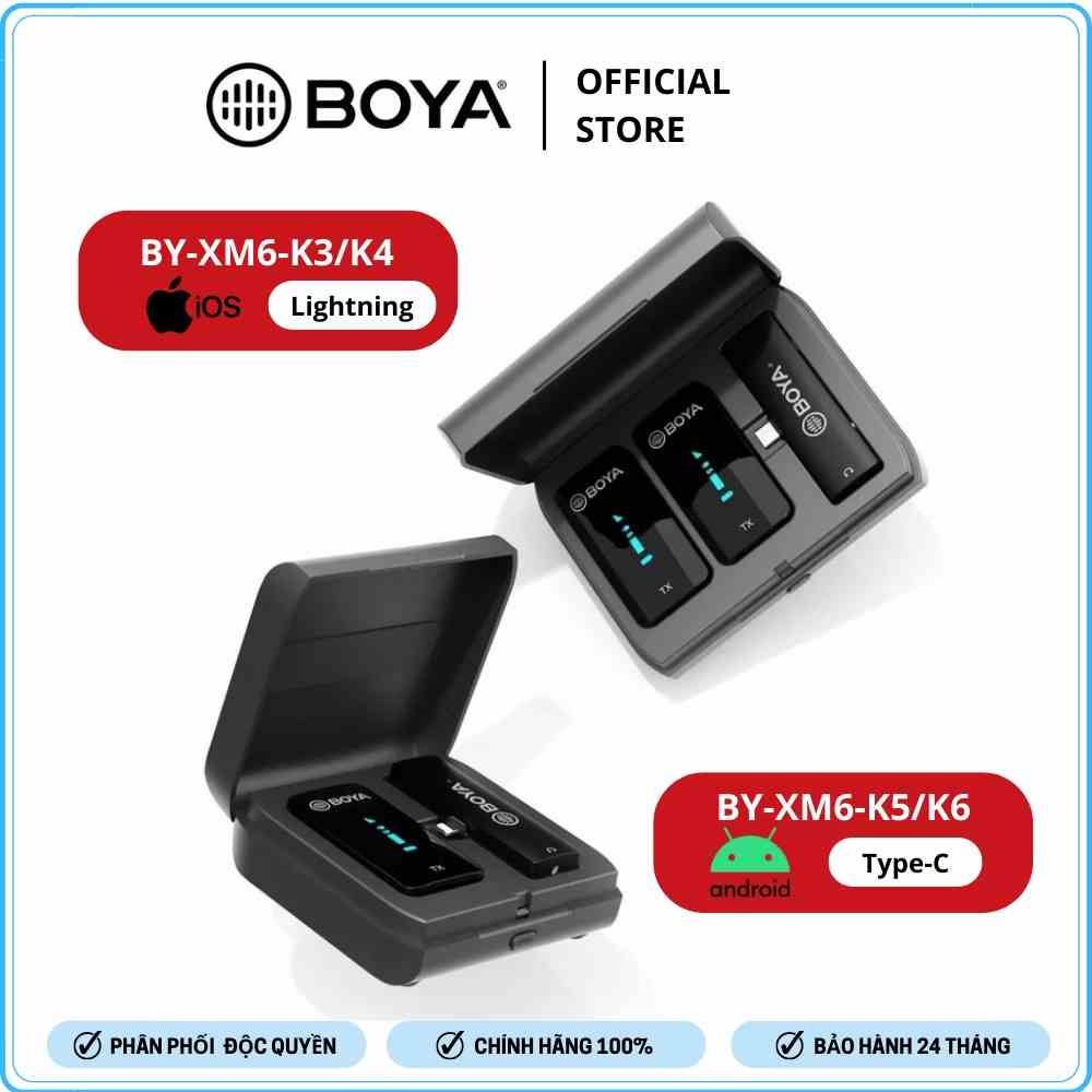 BOYA BY-XM6-K3 / XM6-K4 / XM6-K5 / XM6-K6 - Mic Thu Âm Không Dây Dành Cho Điện Thoại - Hàng Chính Hãng