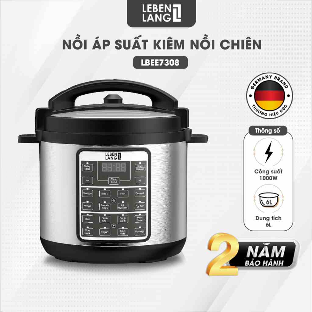 Nồi áp suất điện đa năng LEBENLANG LBEE7308 6L, 8 chế độ, tiết kiệm điện và thời gian - hàng chính hãng