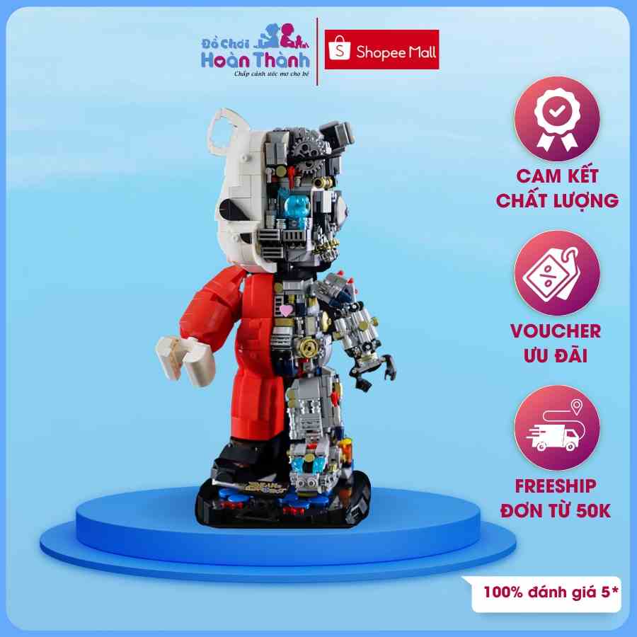 Đồ chơi lắp ráp mô hình gấu bearbrick Hoàn Thành cho bé, robot cao 28 cm