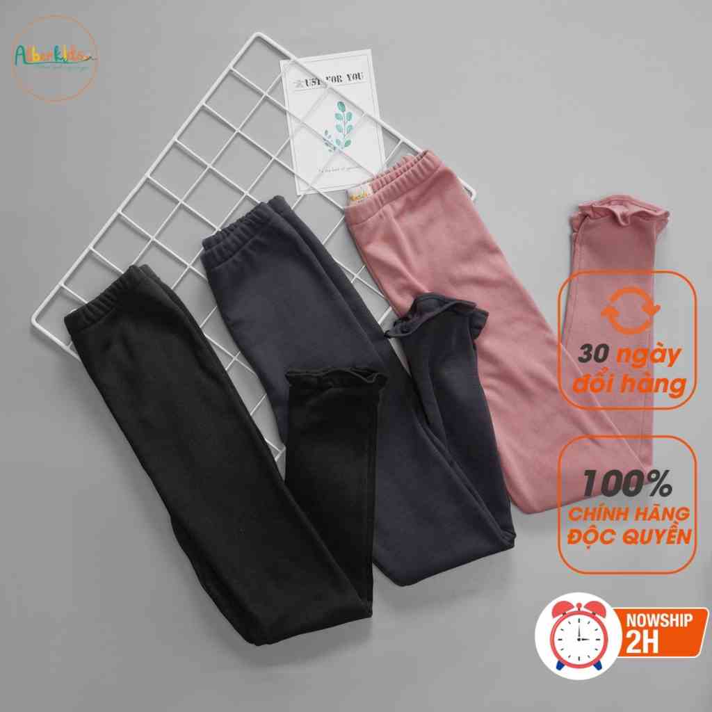 Quần legging bé gái ALBERKIDS phối chân bèo lót lông siêu ấm cho trẻ em 5,6,7,8,9,10,11,12 tuổi [AG0121]