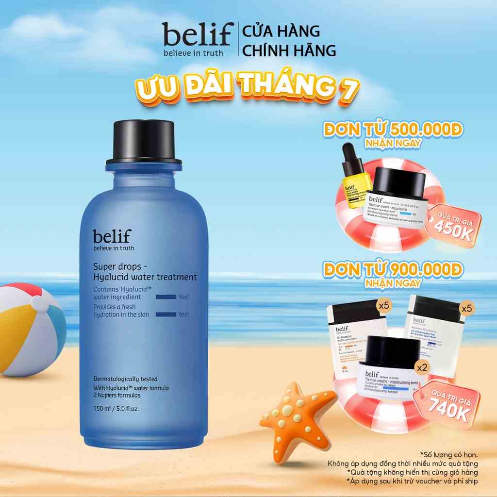 Nước dưỡng cấp ẩm chuyên sâu chống oxy hóa belif Super Drops Hyalucid Water Treatment 150ml