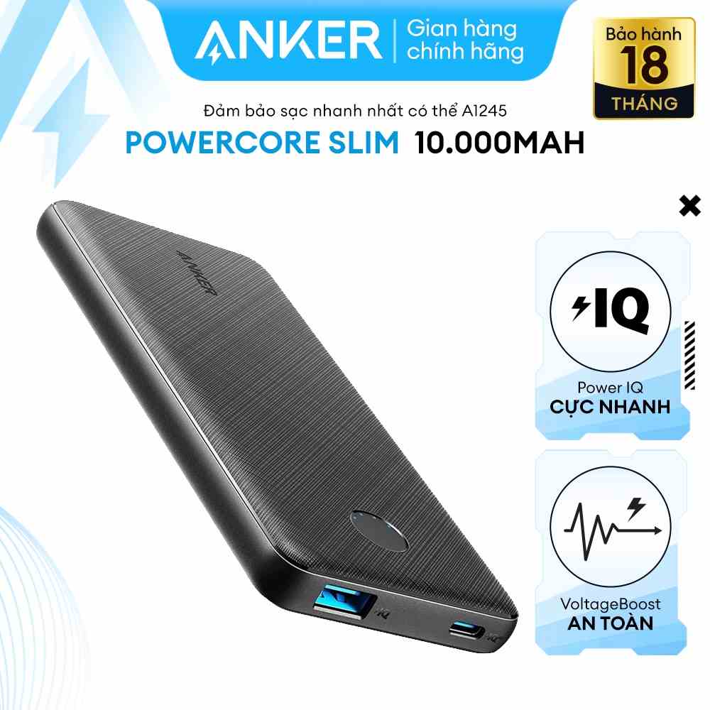 Pin sạc dự phòng ANKER 523 PowerCore 10K 10000mAh với cổng PIQ 20W - A1245