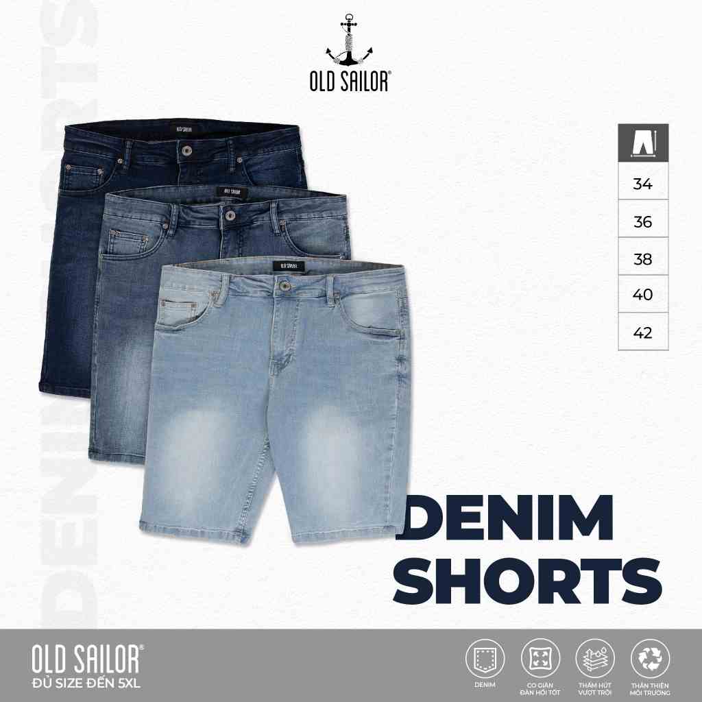 Quần Short Jean Nam OLD SAILOR Chất Denim Co Giãn Thoải Mái Big Size