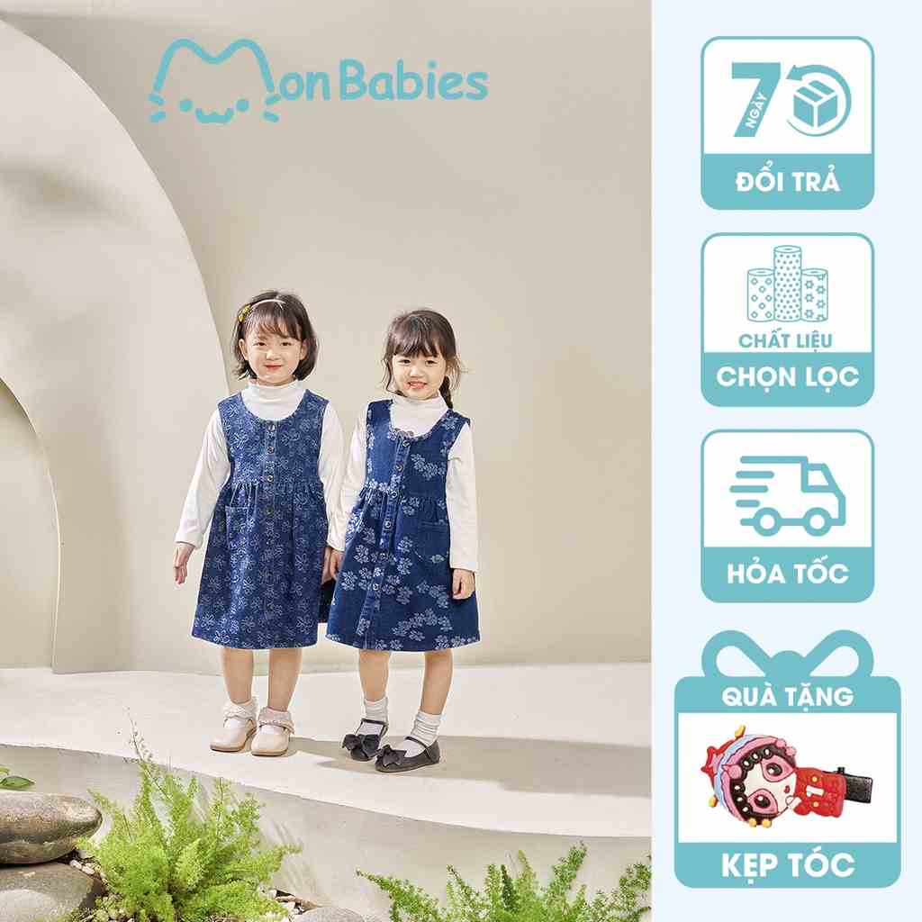 Váy bò cho bé gái, váy jean bé gái chất bò denim (đã giặt xả mềm) phù hợp mặc đi học đi chơi cho bé 2-6 tuổi MV22706