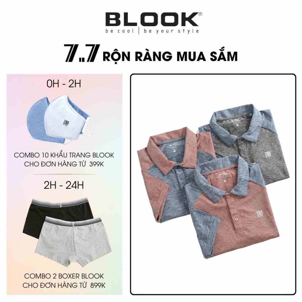 Áo polo nam BLOOK vải thun mềm, in nhiệt, co giãn 43764