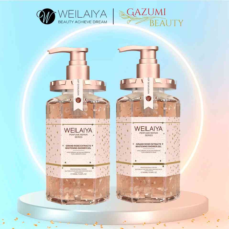 Set 2 Sữa Tắm Hoa Hồng Trắng Da Weilaiya 450ml, Damask Weilaiya Grand Rose Extracts Whitening Shower Gel - Gazumi Beauty