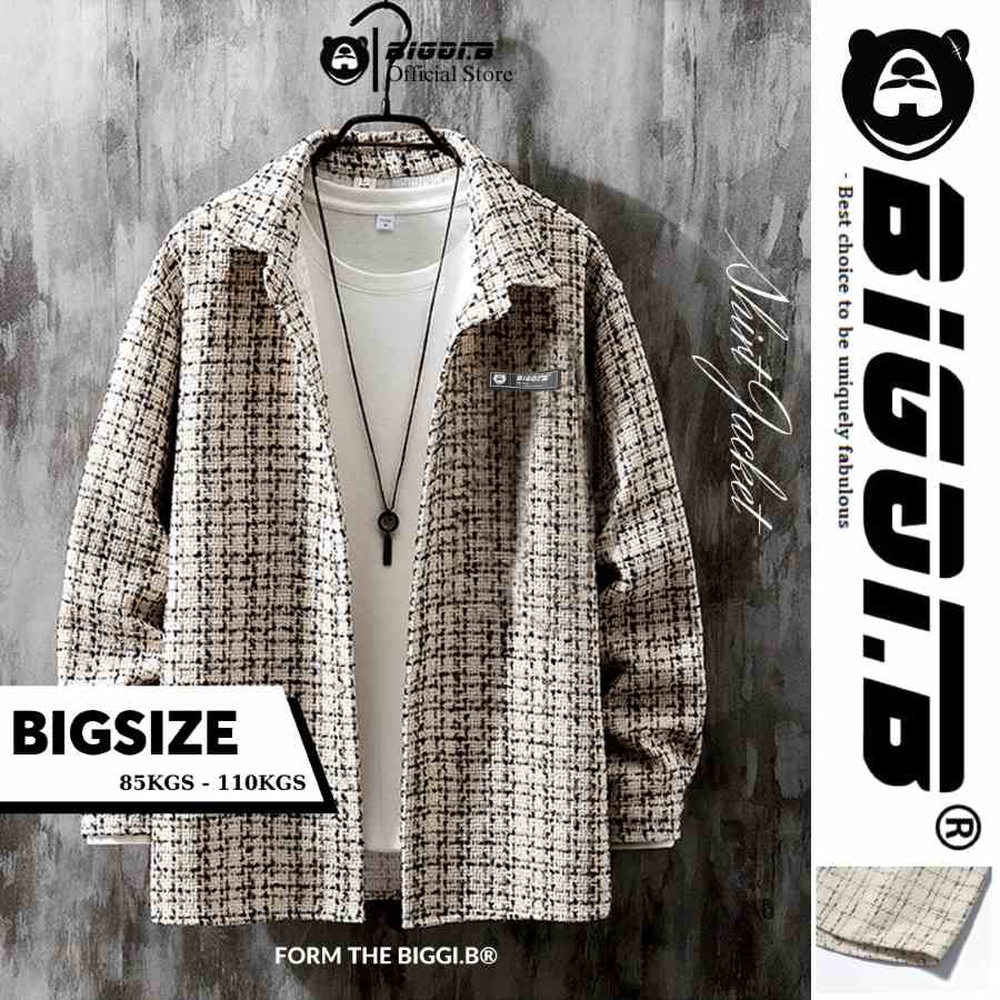 Áo khoác sơ mi dạ bigsize nam design by BIGGI.B , chất nhẹ ít thấm nước thời trang dễ phối đồ BIGGIB