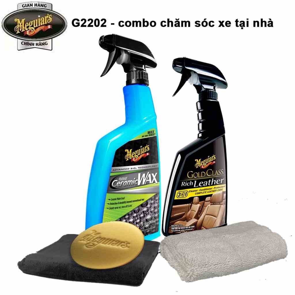 Meguiars Combo Chăm sóc xe toàn diện wax bóng sơn & dưỡng da -Ceramic Wax & G.C. Rich Leather (5 sản phẩm)