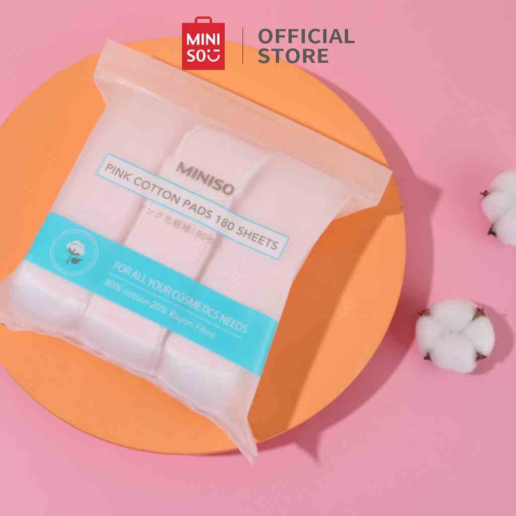 Bông Tẩy Trang  180 miếng Hồng Miniso