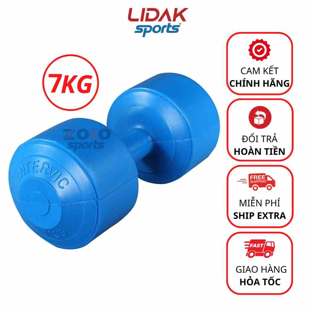 [Mã BMLTB35 giảm đến 35K đơn 99K] Tạ nhựa 7kg Lidak, quả tạ tập tay bọc nhựa tập gym - LIDAK SPORT