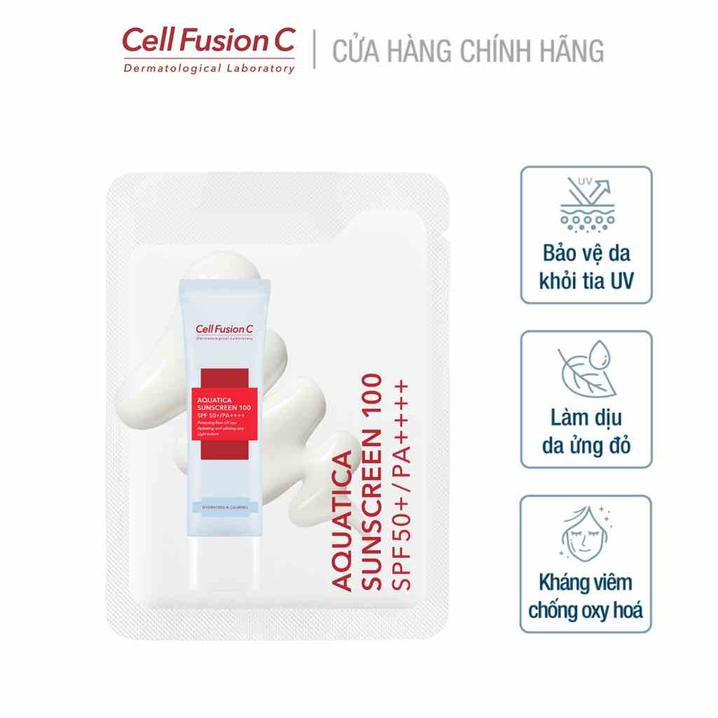 [SAMPLE 1.2ML] Kem Chống Nắng Cấp Ẩm & Dịu Da Cell Fusion C Aquatica Sunscreen 100 SPF 50+/PA++++ (1.2g)