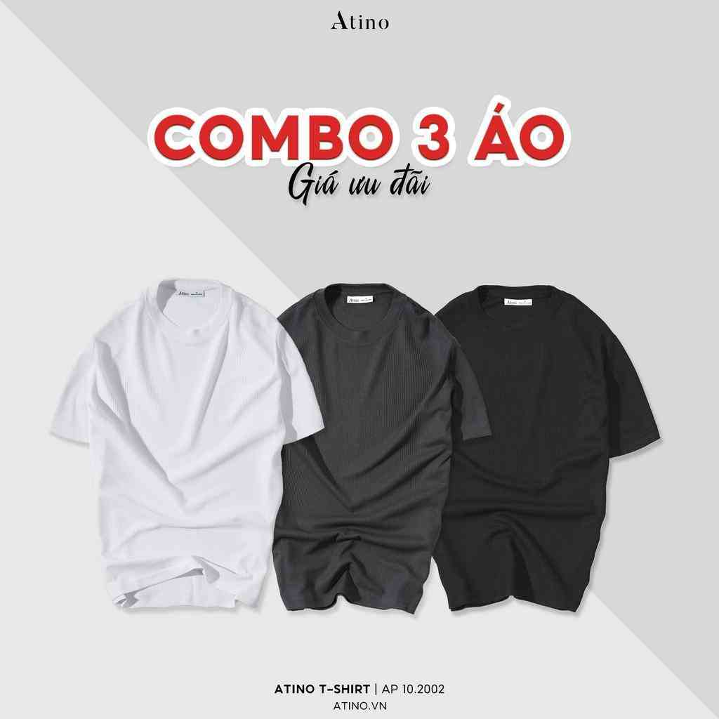 Combo 3 Áo Thun Cộc Tay Trơn ATINO chất liệu Cotton Cao Cấp Hàn Quốc form Regular AP10.2002