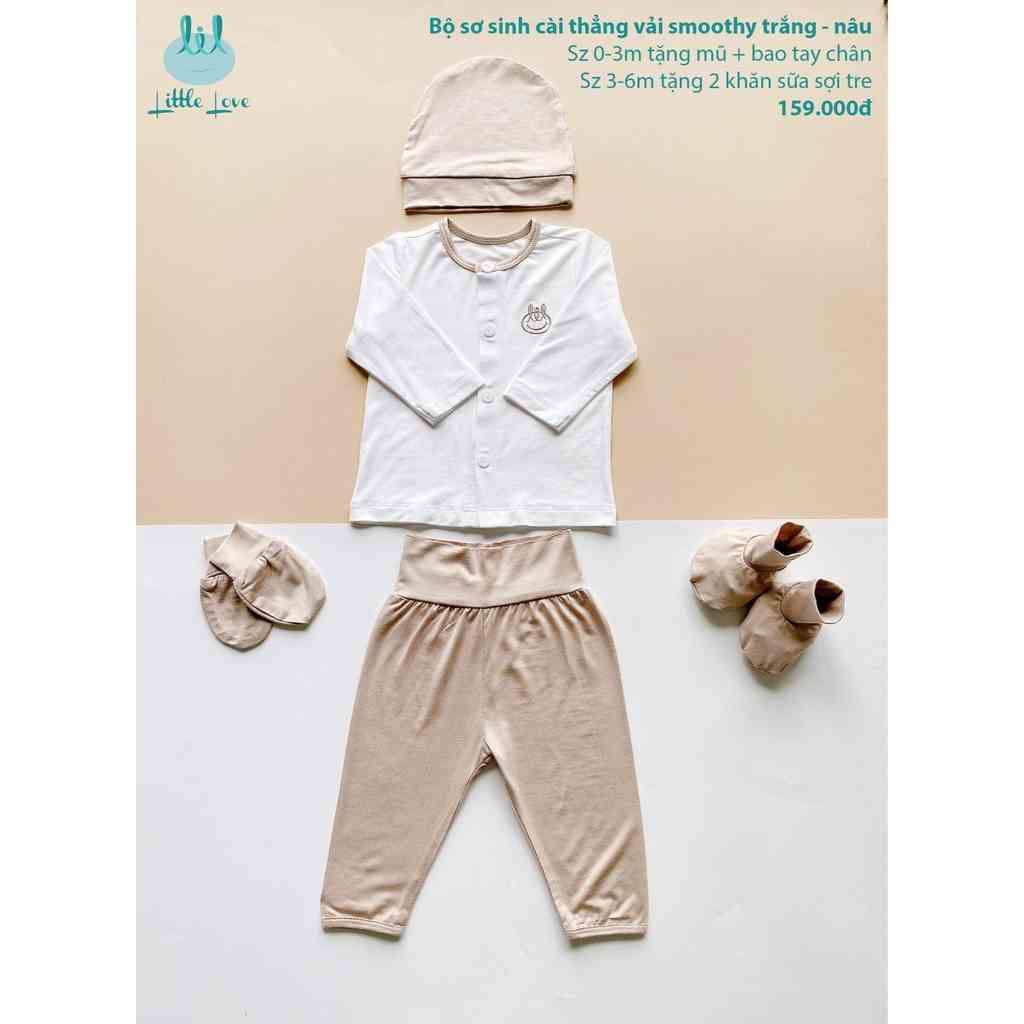 [Mã BMTTC60K giảm đến 60K đơn 50K] Bộ dài tay sơ sinh smoothy cho trẻ từ 3-6m little love (LDT25, LDT24)