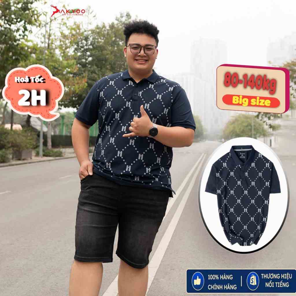 Áo Polo Bigsize 80-140KG AKYOO Cao Cấp, Cotton Co Giãn, Thấm Hút Mồ Hôi, Áo Polo Cỡ Lớn - PL XANH HT A2