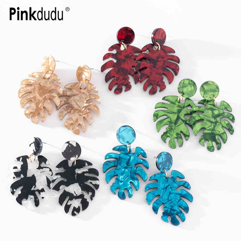 PINKDUDU Khuyên Tai Acrylic Hình Lá Mùa Hè Hàn Quốc Cá Tính PD1104 Cho Nữ