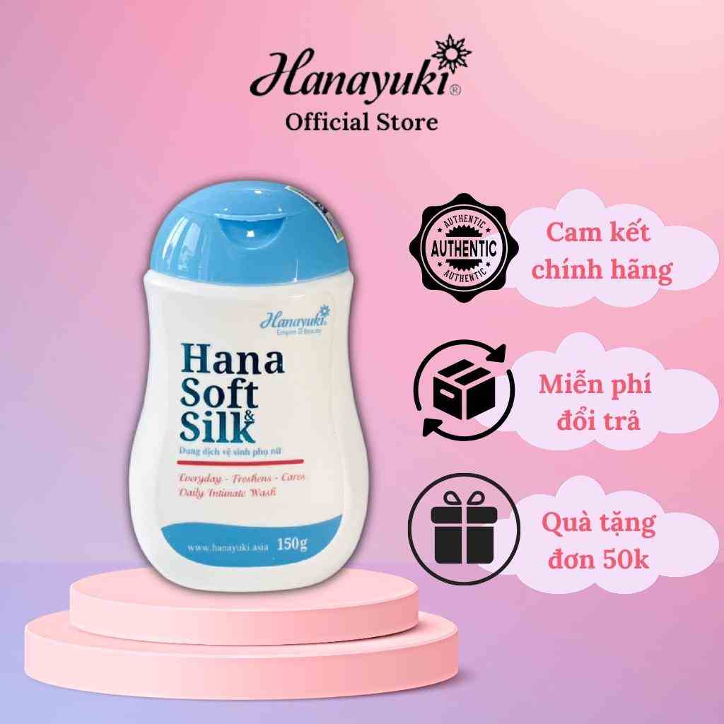 Dung Dịch Vệ Sinh Phụ Nữ Hana Soft Silk Hanayuki Chính Hãng Màu Xanh Giúp Khử Mùi Vùng Kín Cân Bằng pH 150g VS01