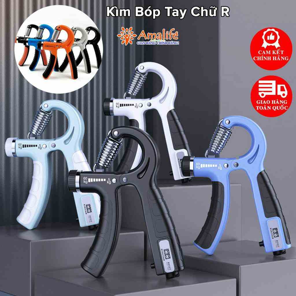 Kìm Bóp Tay Tập Lực Cơ Cổ Tay Chữ R Dụng Cụ Tập Gym Tại Nhà Điều Chỉnh Lực Từ 5 - 60kg Có Loại Đếm Số Hãng Amalife