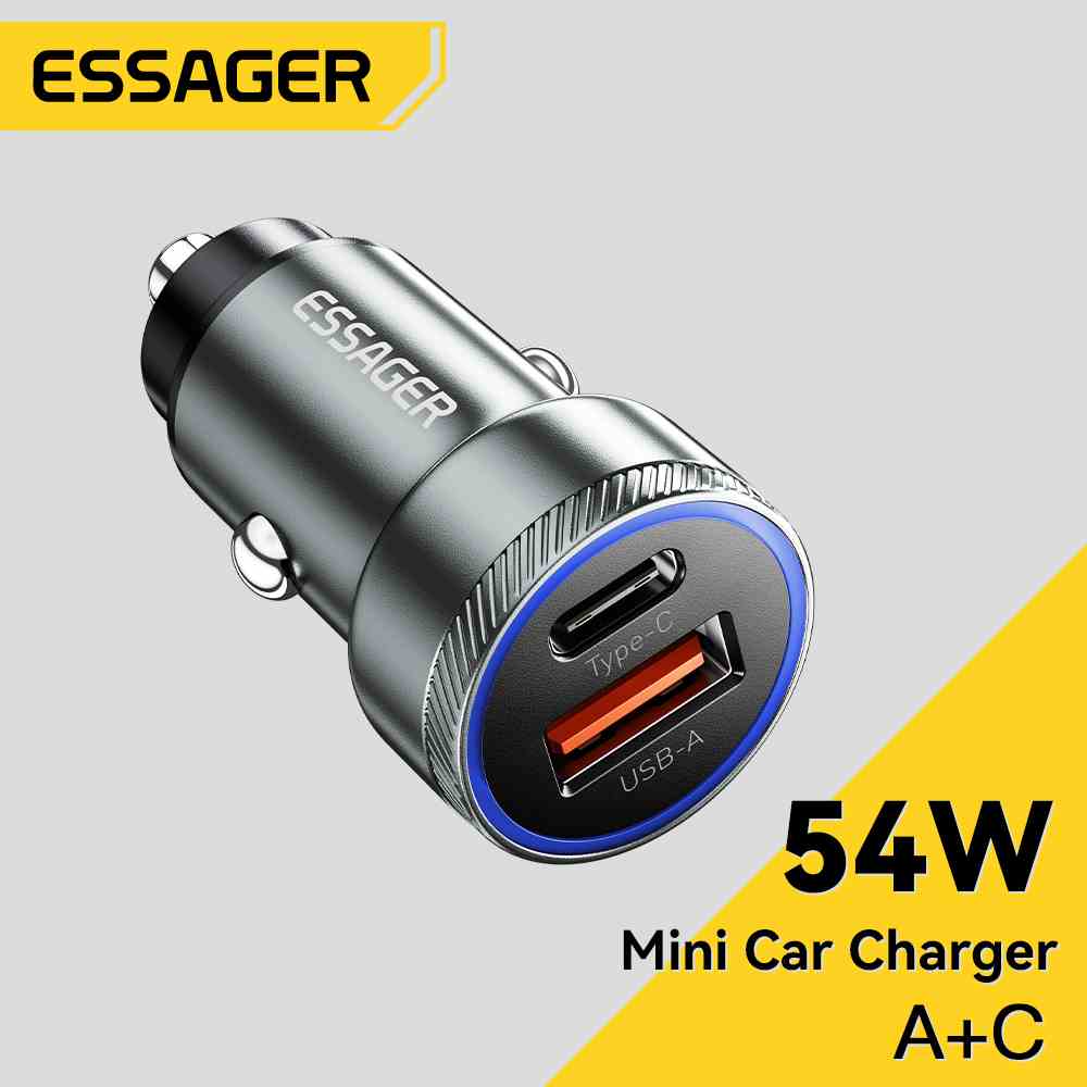 Essager Cốc Sạc 54W LED Usb Type C QC 3.0 Fsat Cho samsung IP Phone 12-24V