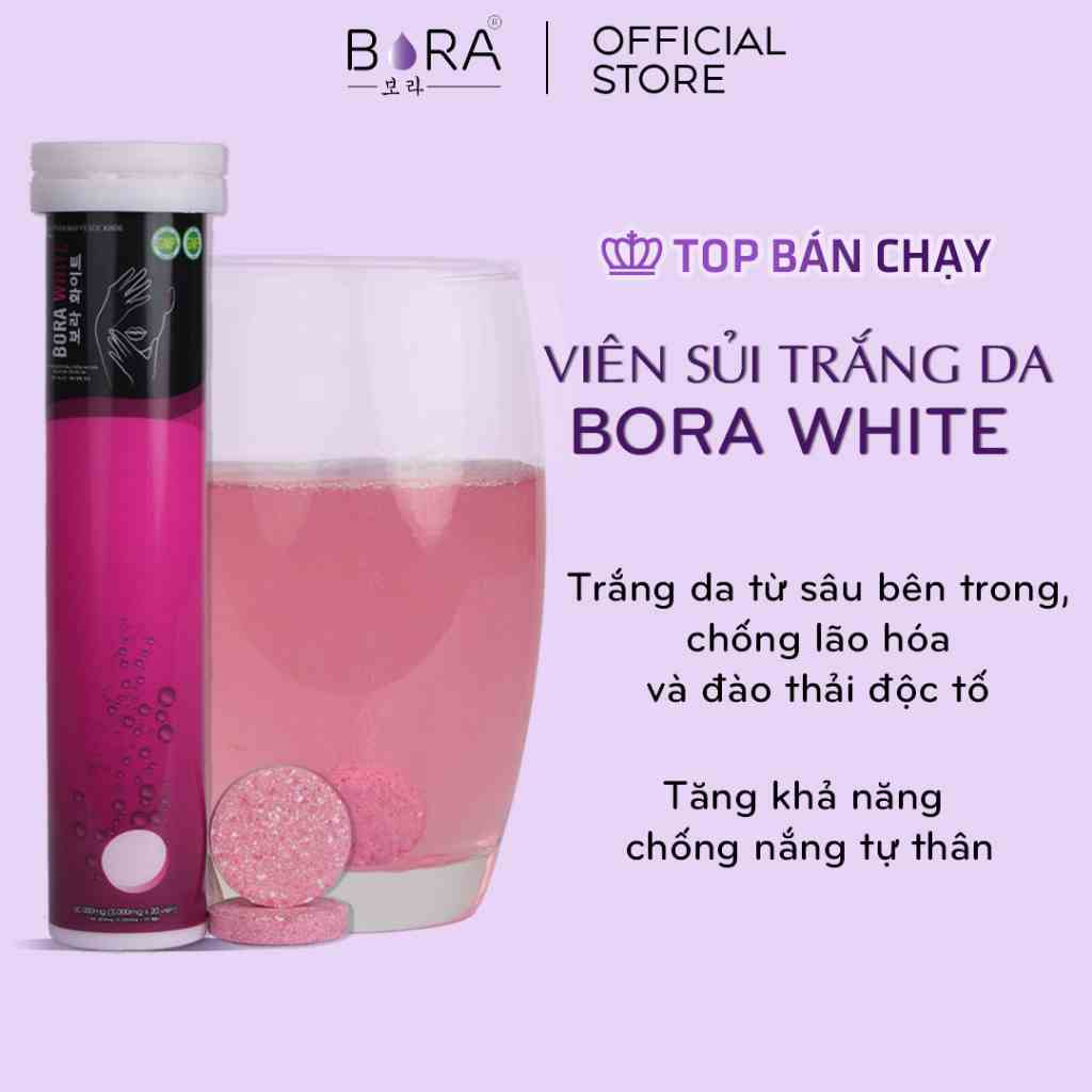 [Mã BMLTB200 giảm đến 100K đơn 499K] COMBO 10 Viên Sủi Trắng Da Mờ Nám BORA WHITE Công Nghệ Hàn Quốc Lọ 20 viên