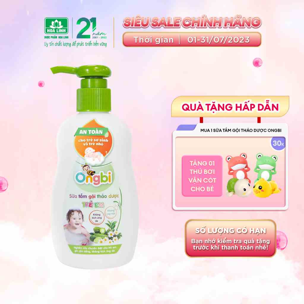 Sữa tắm gội thảo dược trẻ em Ongbi 200ml - An toàn cho trẻ sơ sinh và trẻ nhỏ