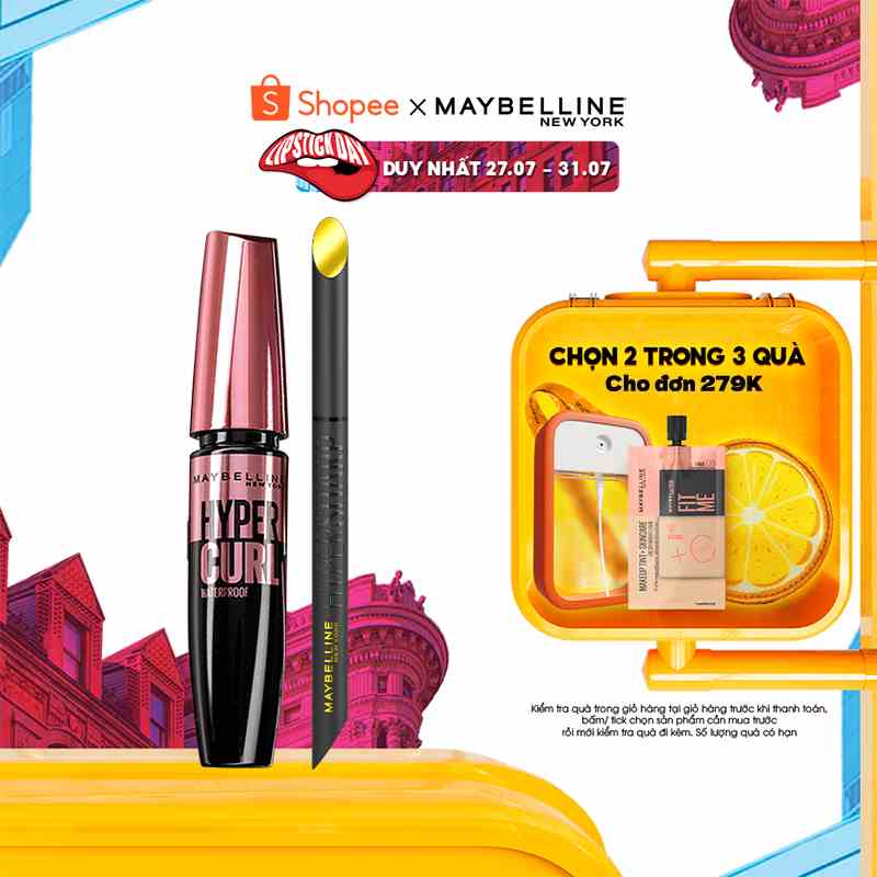 Bộ trang điểm Bút kẻ mắt nước siêu sắc mảnh 36H không trôi Hyper Sharp, Mascara Dài Mi và Cong Mi Hyper Curl Waterproof