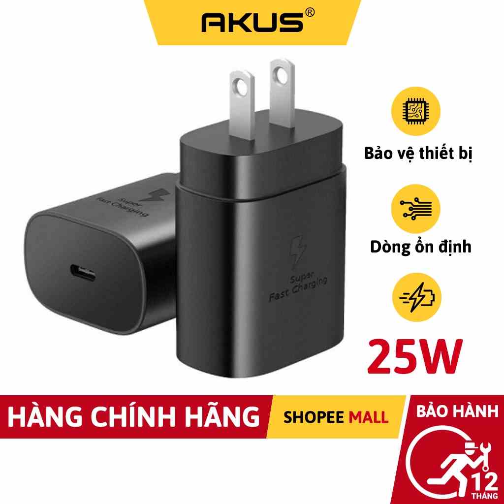 Củ sạc 25w sạc nhanh AKUS-S25W100 - HÀNG CHÍNH HÃNG