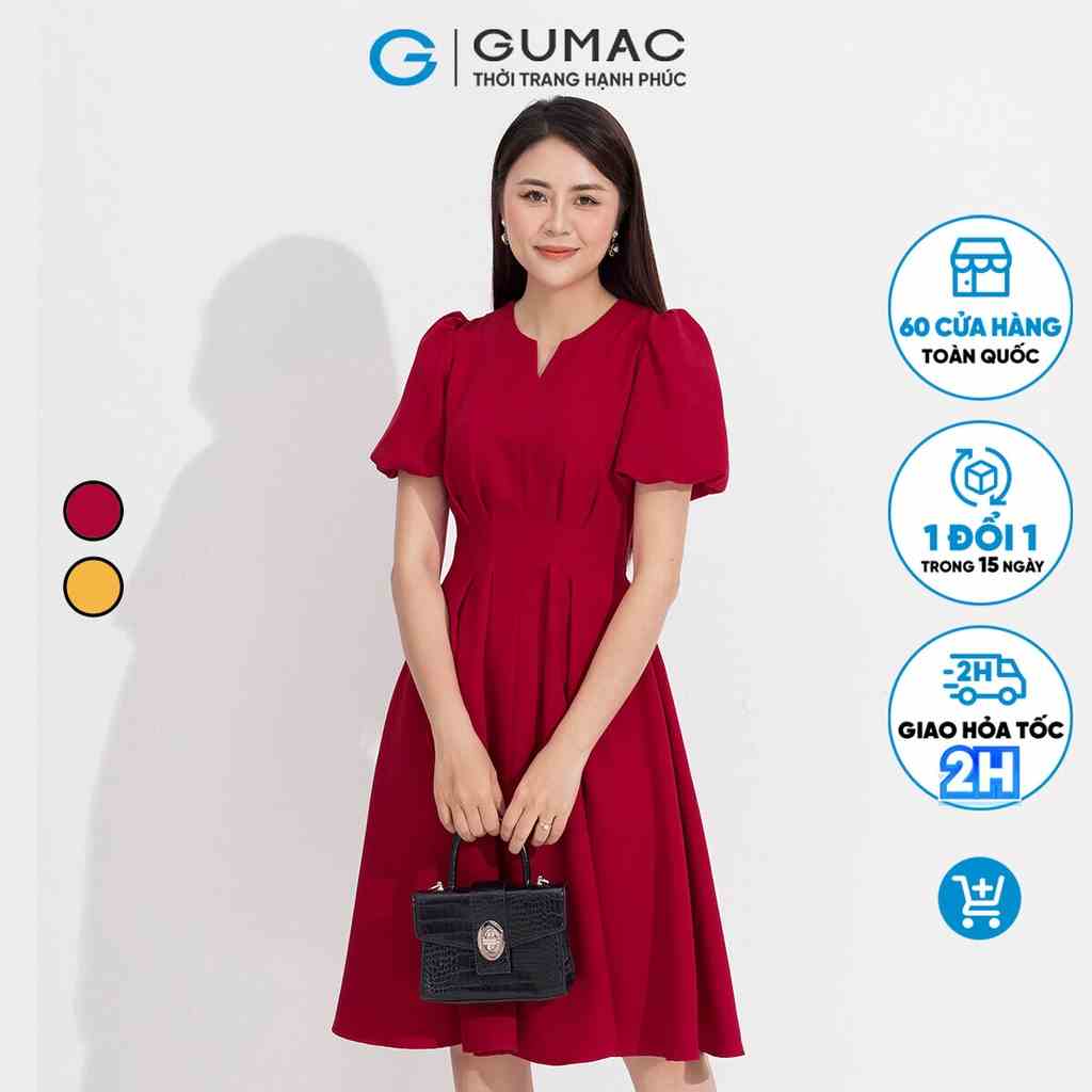 Đầm tay bí chiết ly thời trang GUMAC DD05007