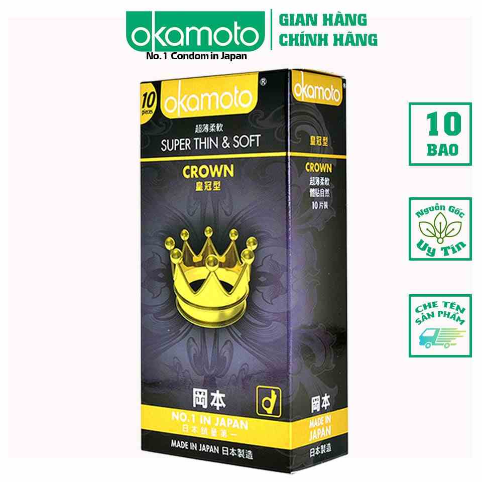 [Mã BMLTB35 giảm đến 35K đơn 99K] Bao Cao Su Okamoto Crown Kích Cở Nhỏ Siêu Mỏng Và Mềm Mại Hộp 10 Cái