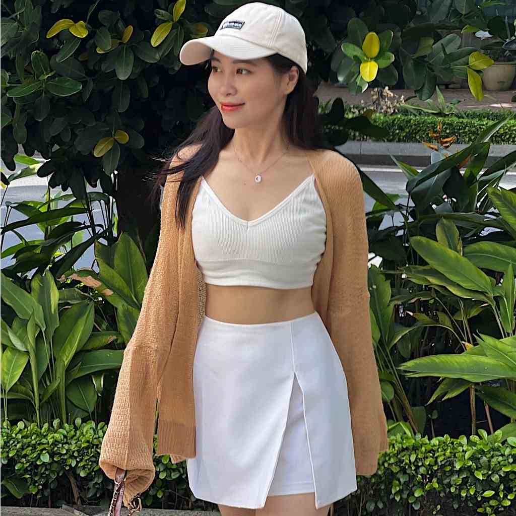 Cardigan mỏng khoác ngoài trẻ trung xinh xắn màu nâu Callene (L1133)