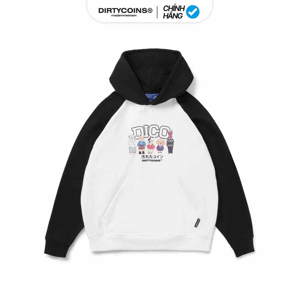 Áo Khoác DirtyCoins Dico Puppies Hangouts Raglan Hoodie - White/Black