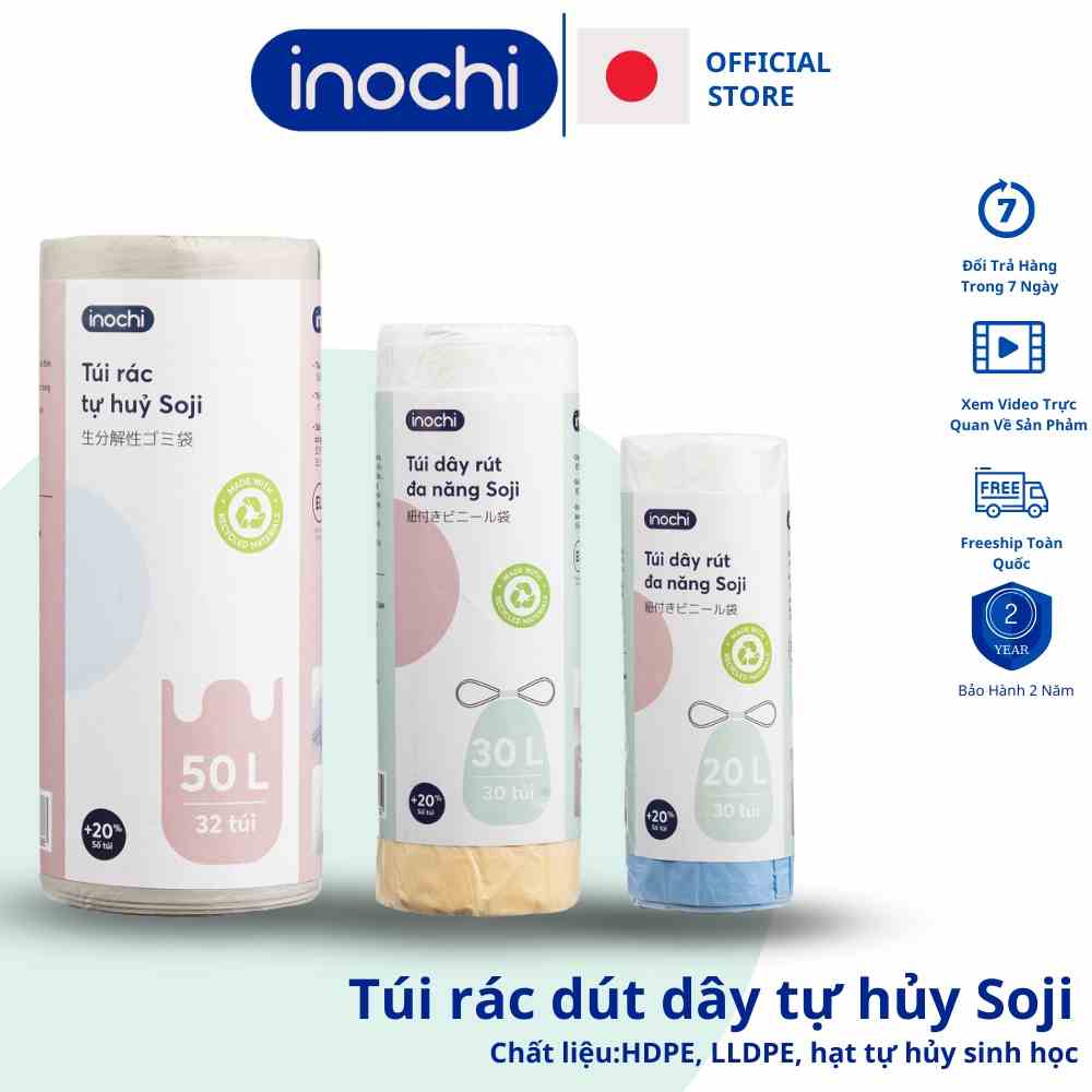 Túi đựng rác dây rút đa năng Soji 20L Chính hãng INOCHI