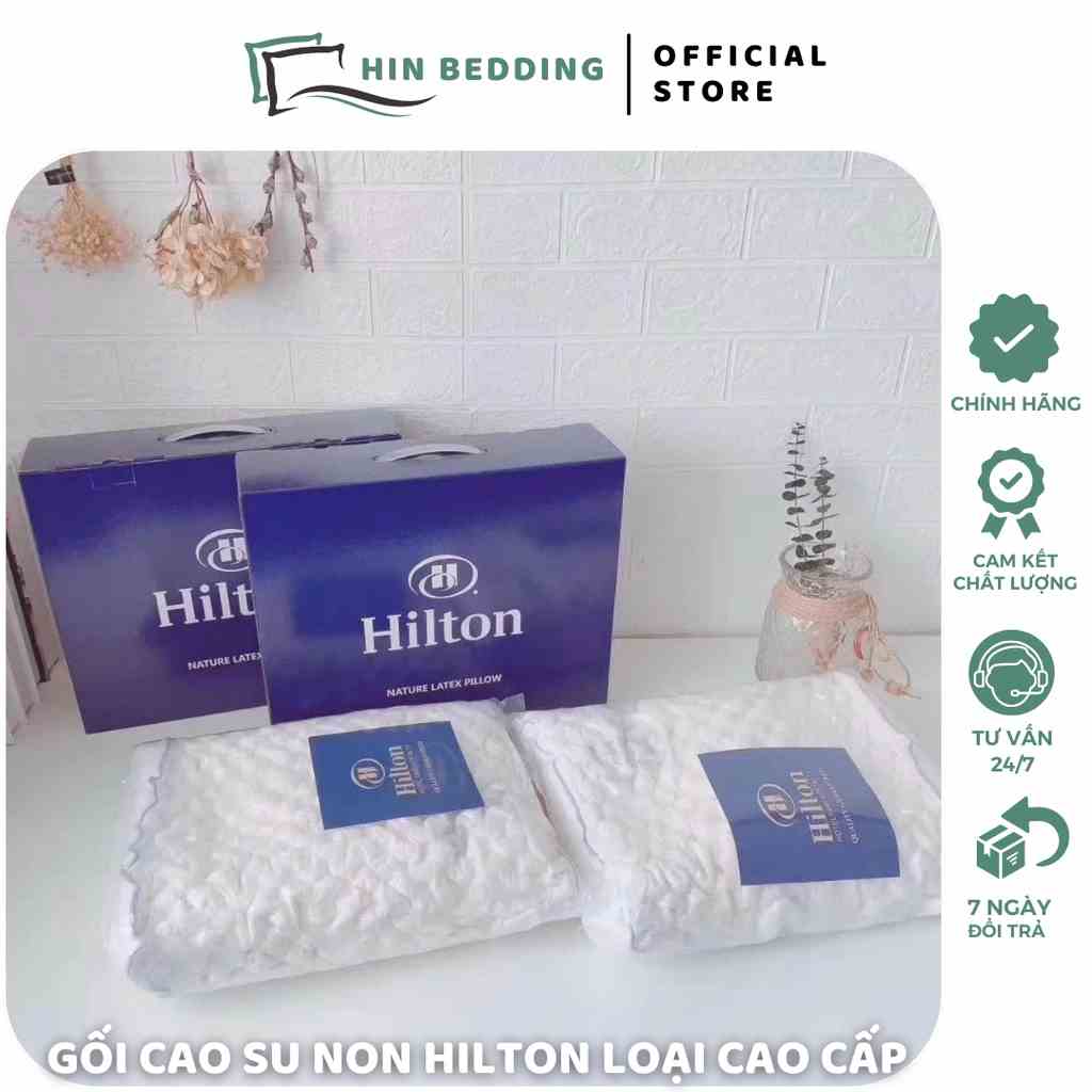 Gối CAO SU HILTON Loại 1, Gối Cao Su Non HIN BEDDING Hàng Đẹp Cao Cấp Dày Dặn