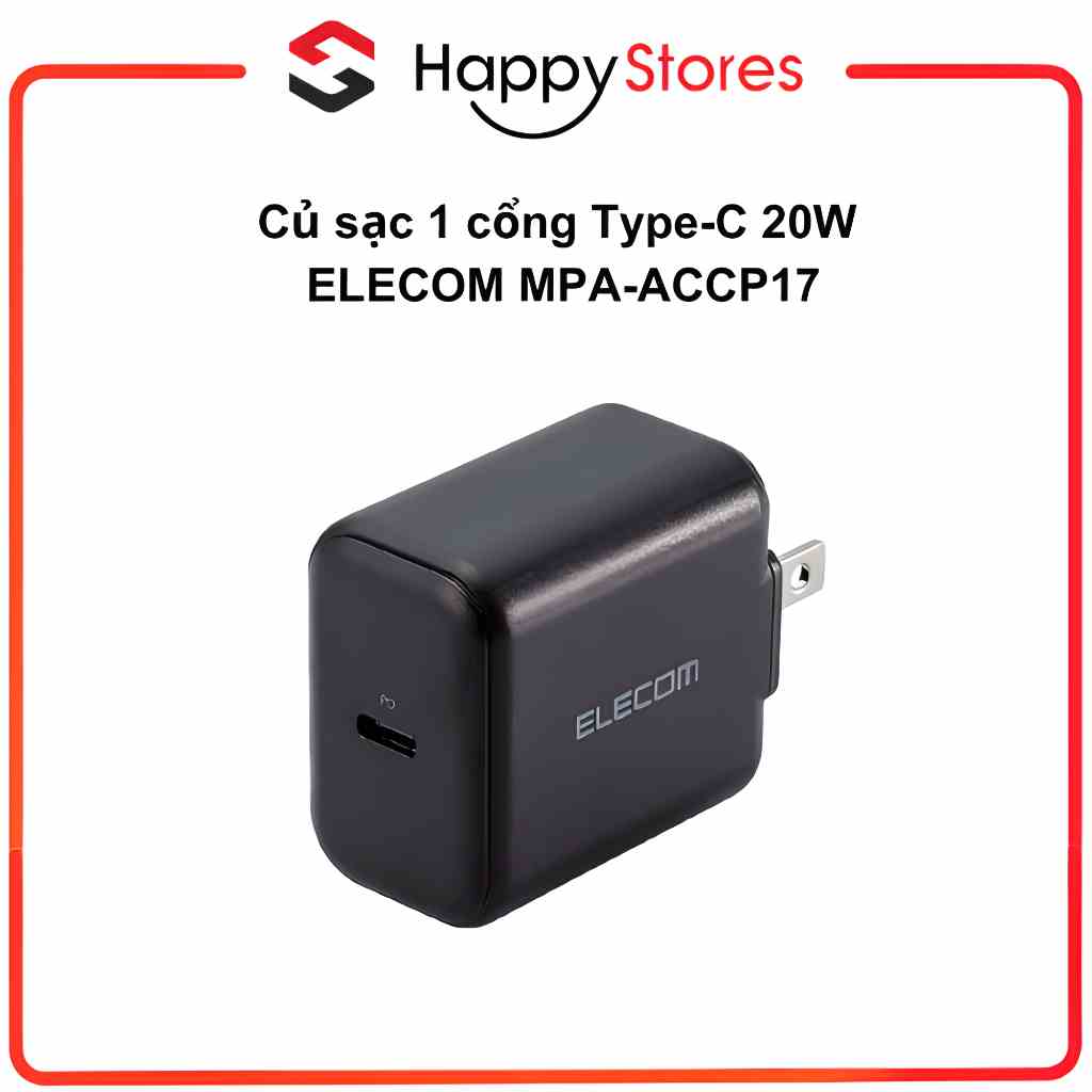 [Mã BMLTA35 giảm đến 35K đơn 99K] Củ sạc 1 cổng Type-C 20W ELECOM MPA-ACCP17