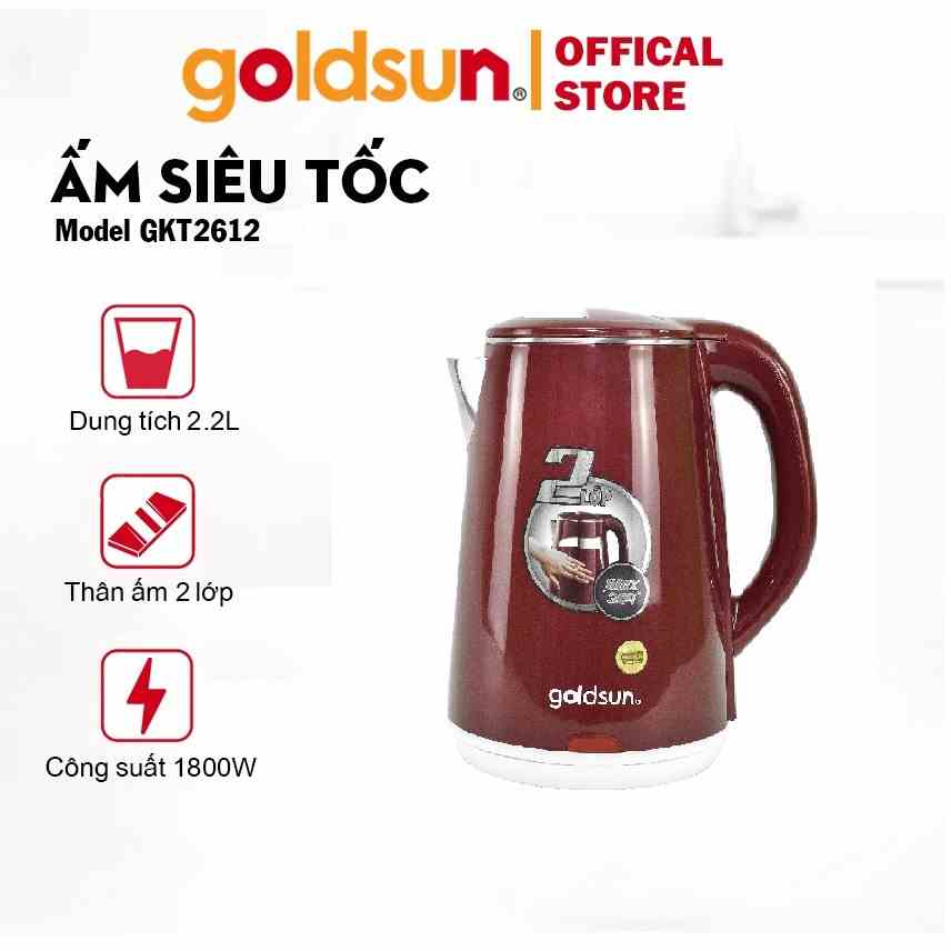 [Mã BMLTB35 giảm đến 35K đơn 99K] Ấm siêu tốc 2 lớp GKT2612 2,2L 1800W tự động ngắt khi sôi