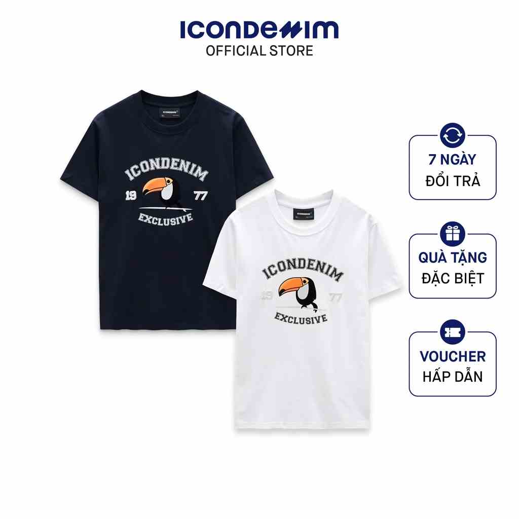 Áo Thun Nam Cổ Tròn Cotton 2 Chiều Thoáng Mát ICONDENIM Regular Form Parrot Printed ATID0161