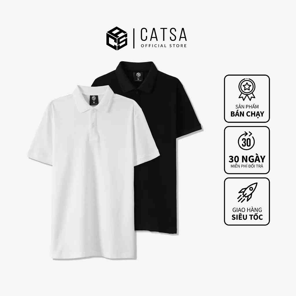 Áo polo nam có cổ thun Cotton cao cấp, mềm mại, thoáng mát CATSA ATP324 - 325