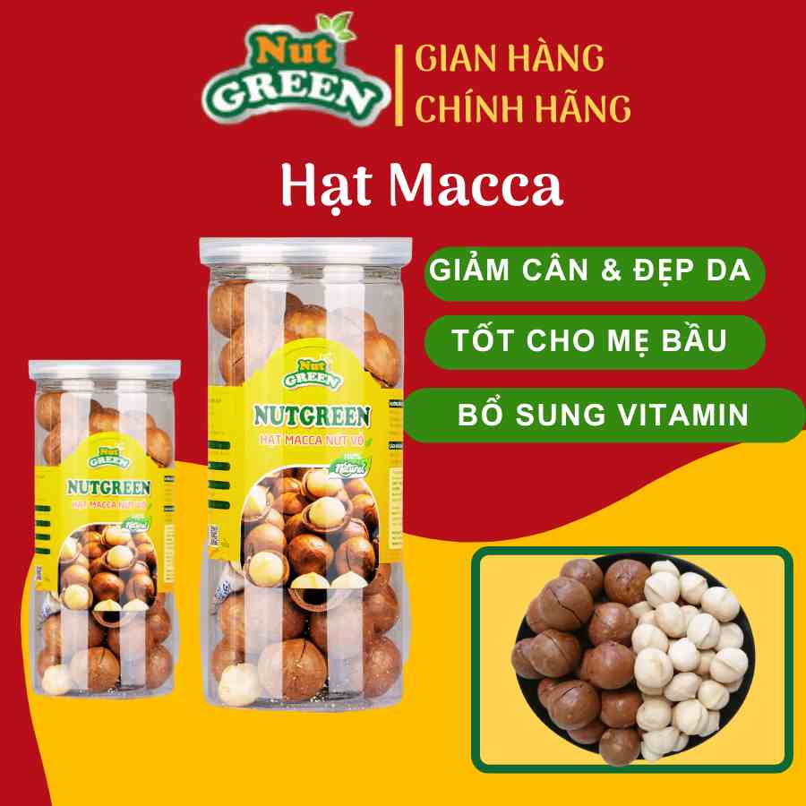 Hạt Macca Nứt vỏ Organic Hữu cơ Dinh Dưỡng tốt cho mẹ bầu và người giảm cân_NutGreen Food 250G và 500G