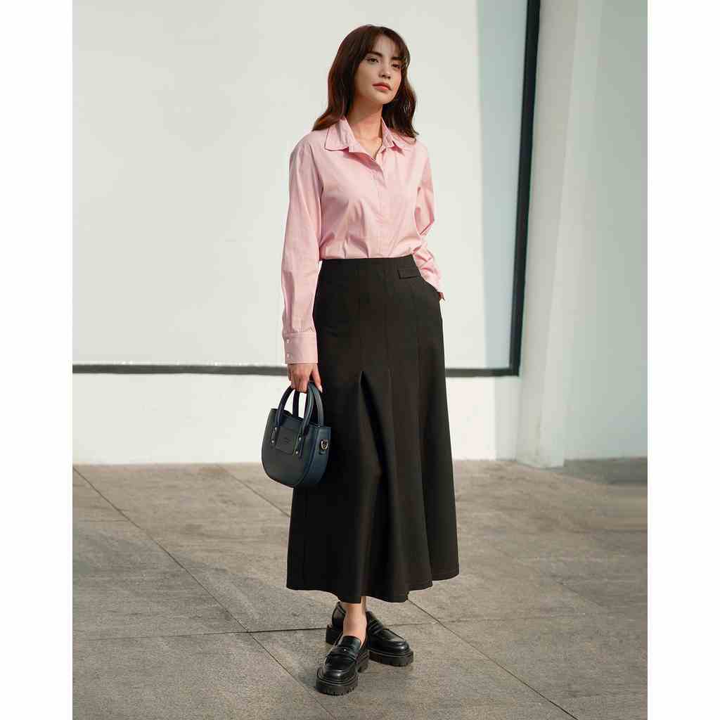 Chân váy đen xếp ly tối giản KHÂU BY CQ Riviera Skirt