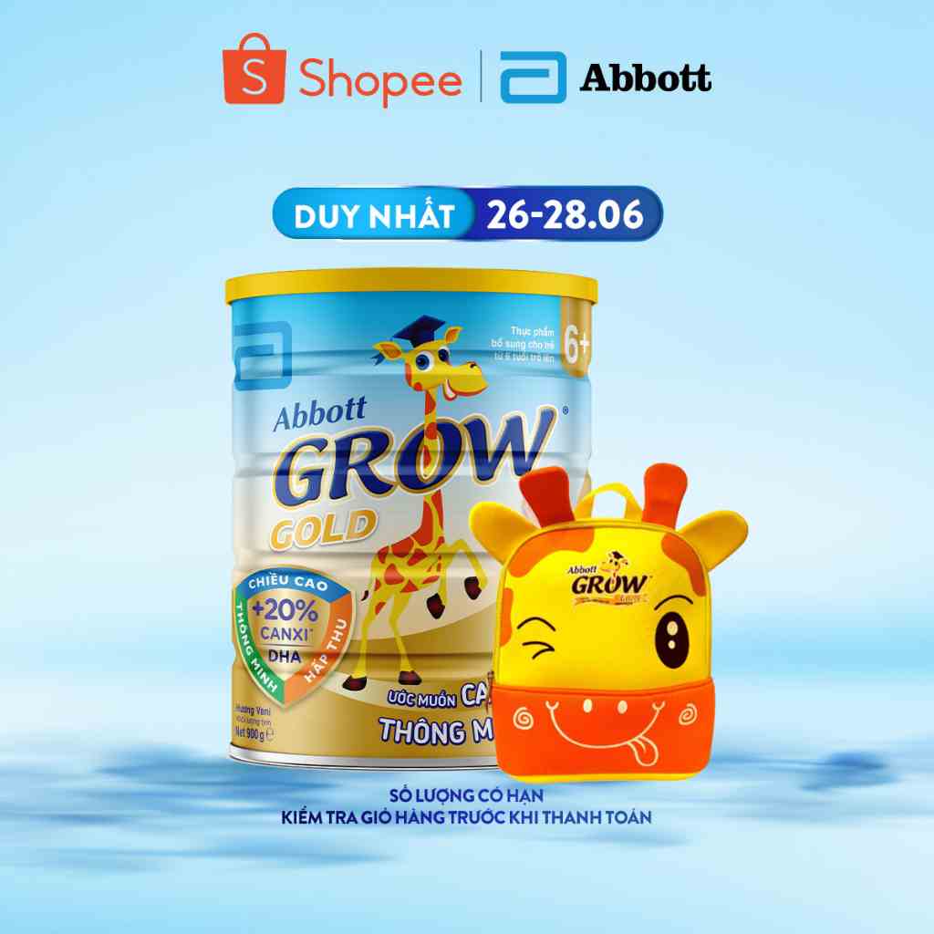 [Tặng balo hươu nhỏ] Sữa bột Abbott Grow 6+ 900g/lon