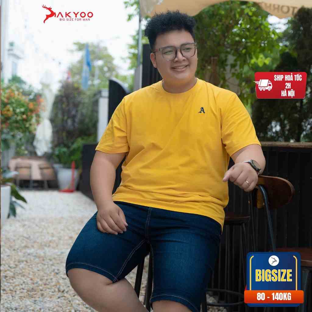 Áo Thun Nam Bigsize 80-140kg AKYOO Cao Cấp, Chất Liệu Cotton Co Giãn, Thoáng Mát, Akyoo Bigsize Nam - AT VANG