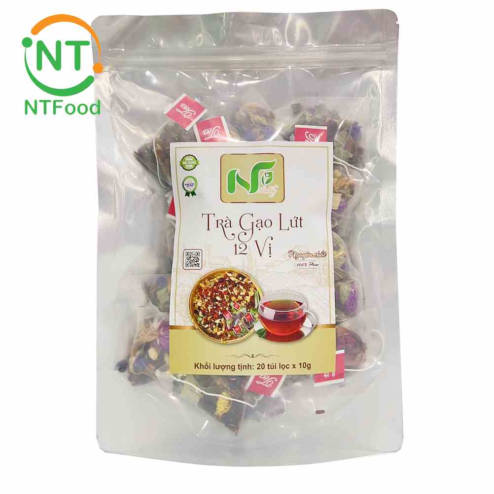 [Mã BMLTB35 giảm đến 35K đơn 99K] Trà gạo lứt 12 vị NTFood 20 gói x 10g - Nhất Tín Food