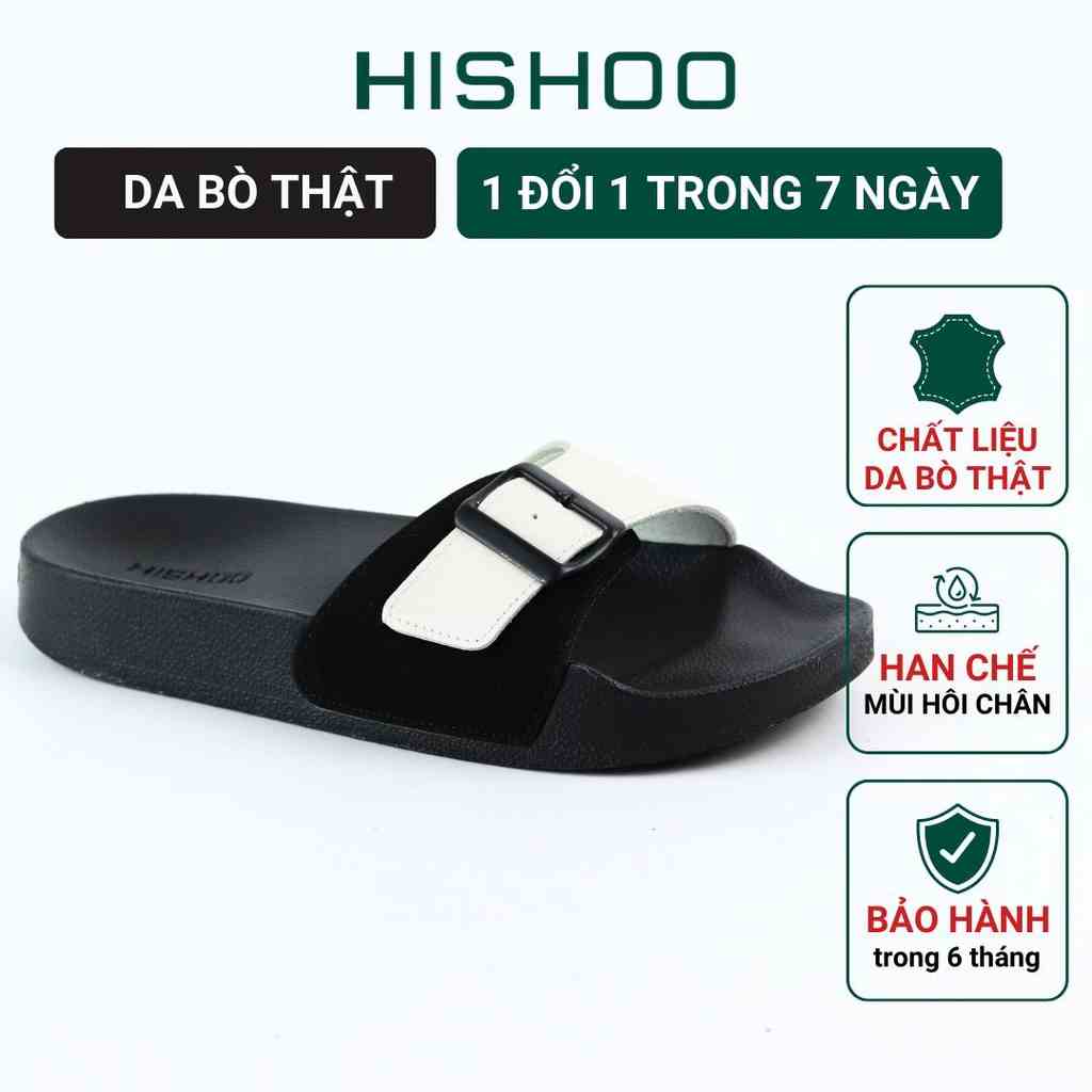 Dép 1 khoá slipper tổng hợp cao cấp nam, nữ  HISHOO siêu nhẹ da bò thật thời trang size 33 - 46 U334