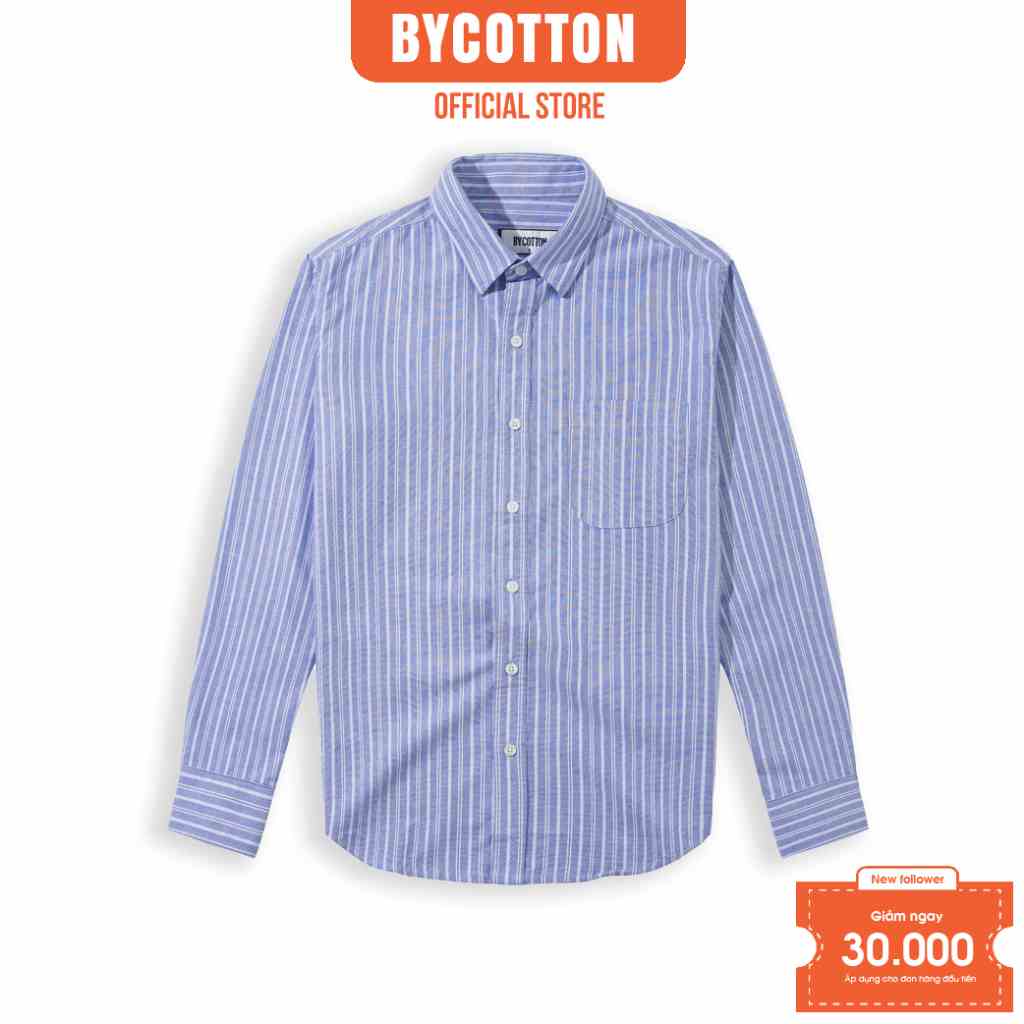 [Mã BYCOSM30 giảm 30% đơn 0K] Áo Sơ Mi Nam Dài Tay By Cotton Blue Tripes Shirt 1222