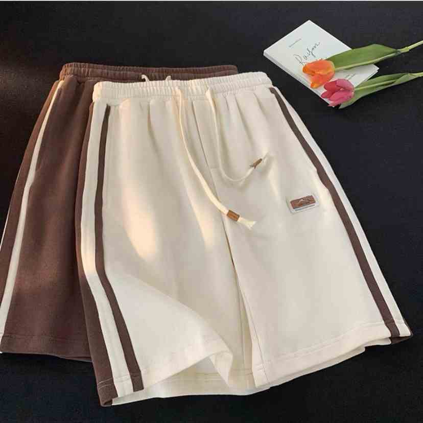 Quần Short Nam Nữ Phối 2 Sọc to bé Logo NAD Unisex Chất Cotton - Quần Đùi Unisex Thể Thao Mặc Thoáng Mát QĐ 1